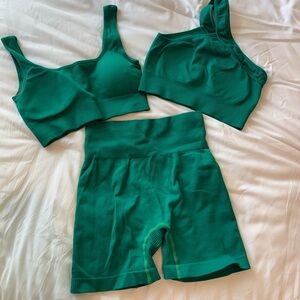 Women’s Seamless Ribbed Active Set - Emerald Green